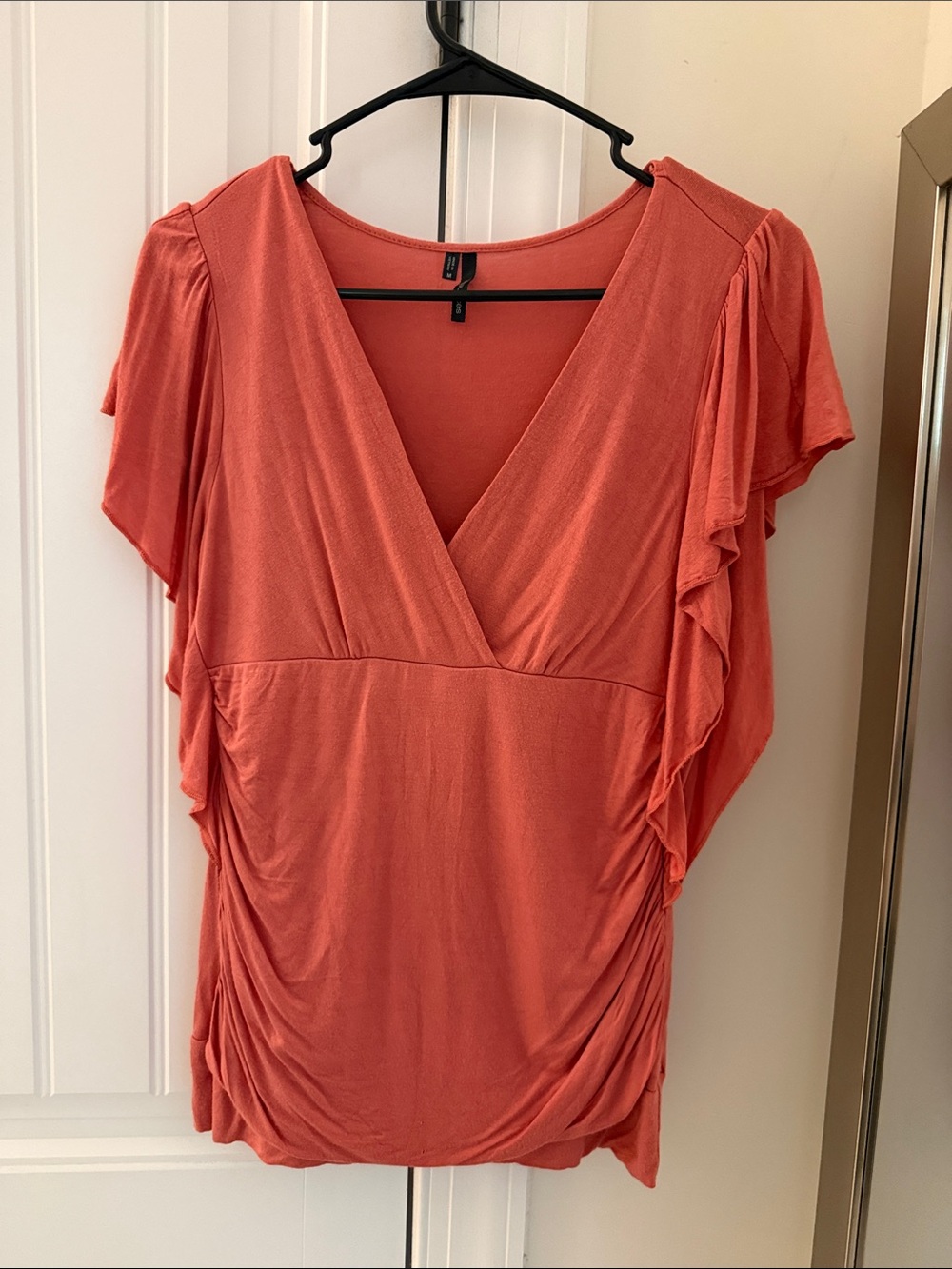Maurices Coral V-Neck Ruffle Sleeve Blouse